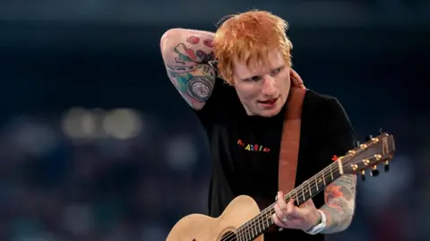 Getty Images Ed Sheeran on stage in Madrid