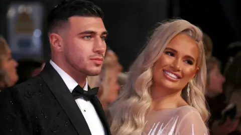 Getty Images Tommy Fury and Molly-Mae Hague attend the National Television Awards 2020 at The O2 Arena on January 28, 2020 in London, England