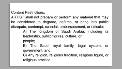 X/Atsuko Okatsuka A screengrab sharing alleged content restrictions placed on comedians in Riyadh